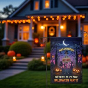 Adult Halloween Garden Flag, Spooky Skeleton Yard Sign