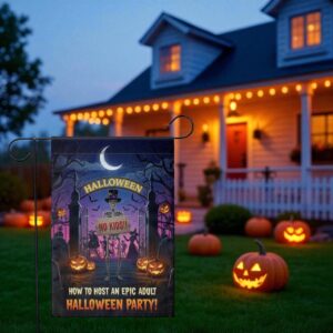 Adult Halloween Garden Flag, Spooky Skeleton Yard Sign