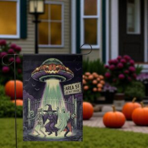 Area 51 Halloween Garden Flag, Alien UFO Yard Decor