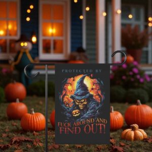 Garden Flag, Gothic Witch Skull Decor