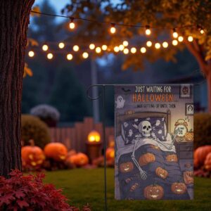 Just Waiting For Halloween Garden Flag, Spooky Outdoor Decor