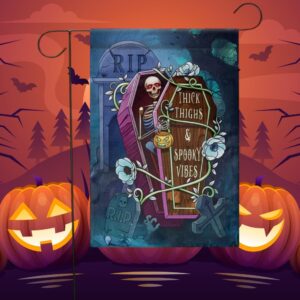 Halloween Garden Flag, Spooky Skeleton Yard Decor