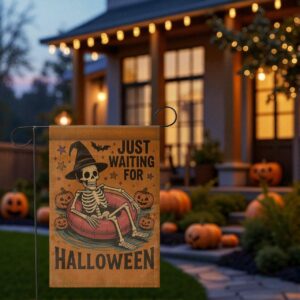 Skeleton Halloween Garden Flag, Spooky Yard Decor