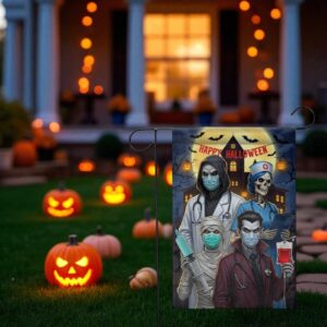 Halloween Medical Garden Flag, Spooky Healthcare Yard Decor