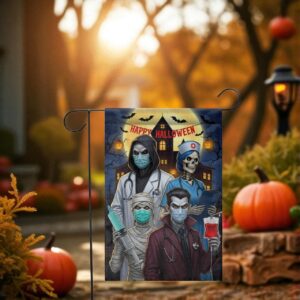 Halloween Medical Garden Flag, Spooky Healthcare Yard Decor