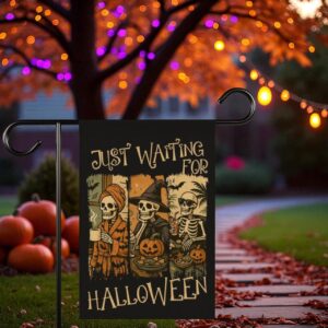 Halloween Skeleton Garden Flag, Witchy Goth Decor