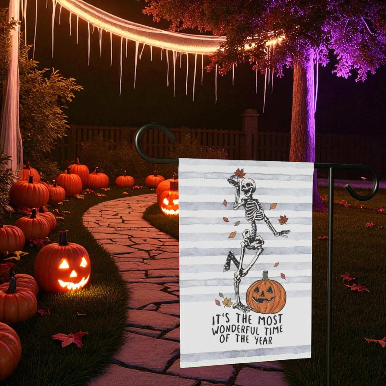 Pumpkin Fall Garden Flag, Halloween Welcome Flag