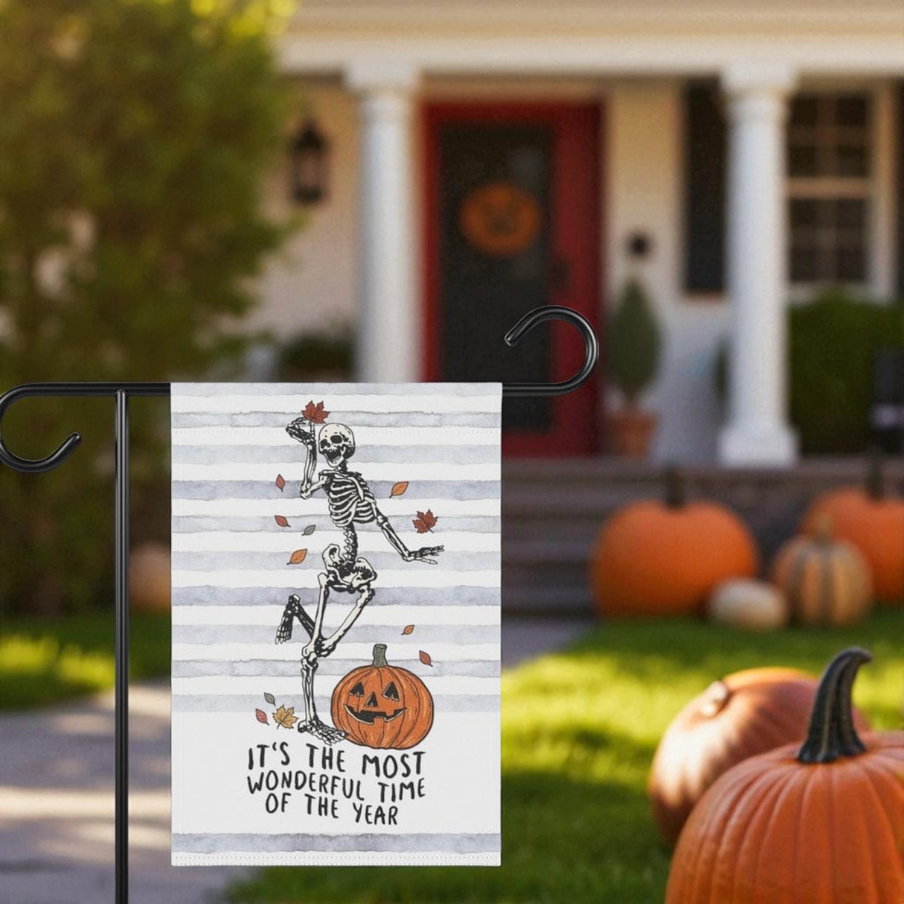 Pumpkin Fall Garden Flag, Halloween Welcome Flag