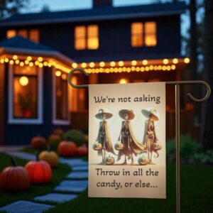 Skeleton Witches Yard Sign, Funny Halloween Garden Flag