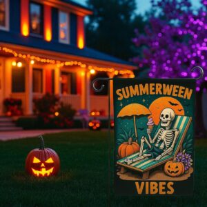 Summerween Garden Flag, Halloween Pumpkin Yard Decor