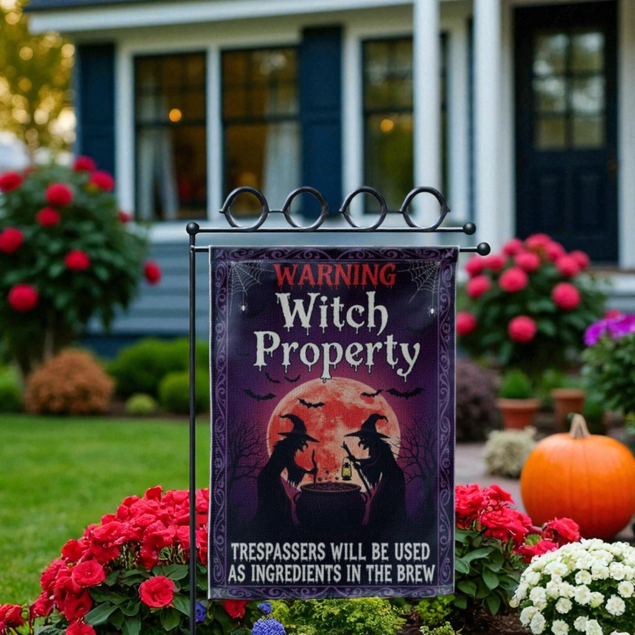 Witch Garden Flag, Halloween Yard Sign Funny Halloween Sign